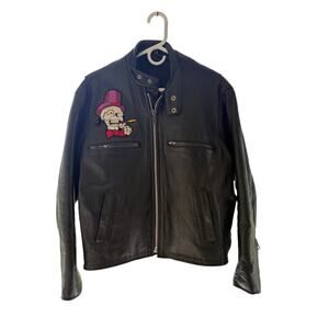 Vintage International leather patched motorcycle jacket- size 44